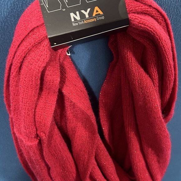NYA Infinity Scarf - Raspberry Red with Glitter - One Size - Picture 4 of 5